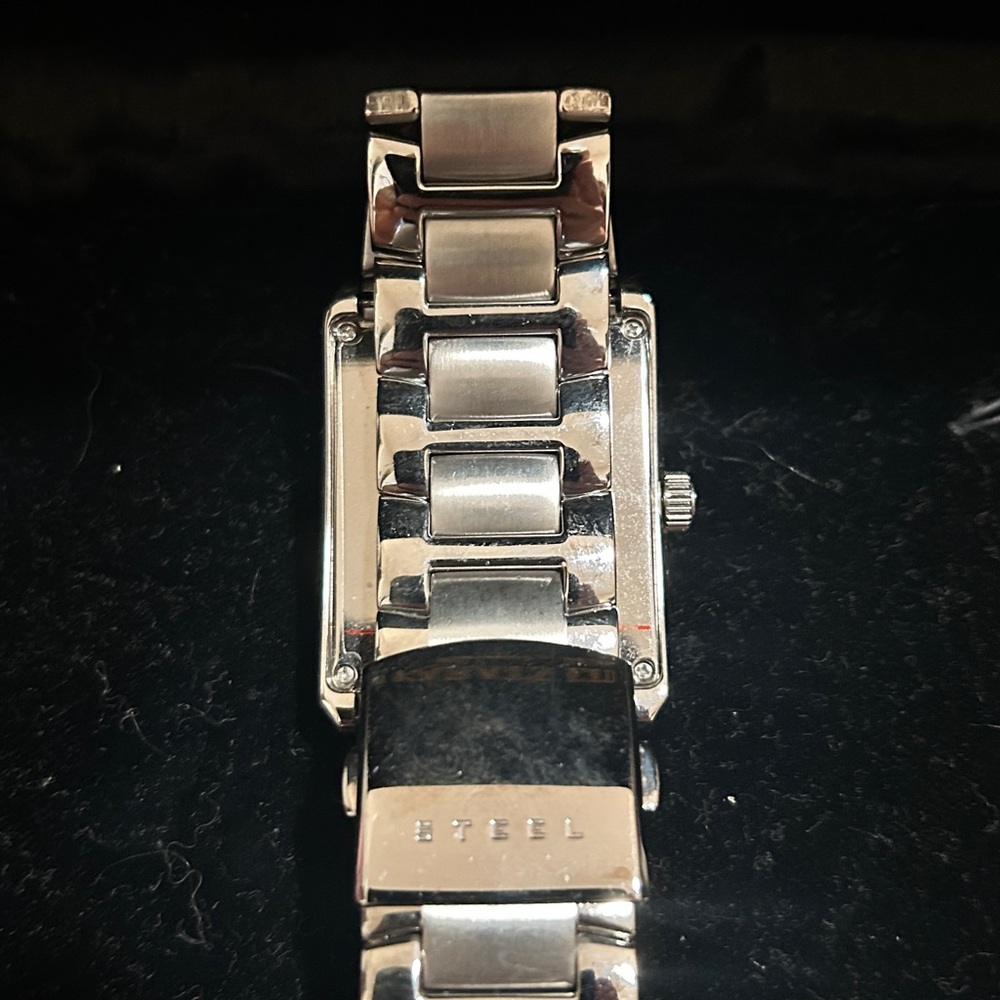 Guess Silver Rectangular Watch With Black Face - image 2